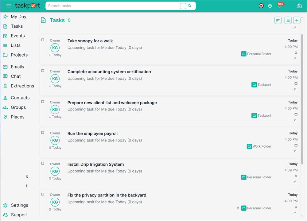 Taskport on desktop